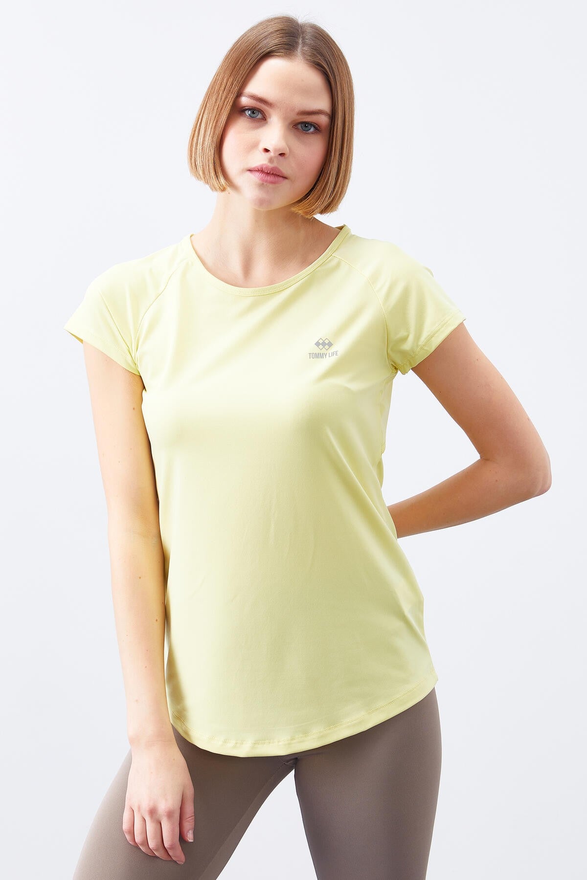 Lemon Back Window Short Sleeve Standard Fit O Neck Women's T-Shirt - 97101