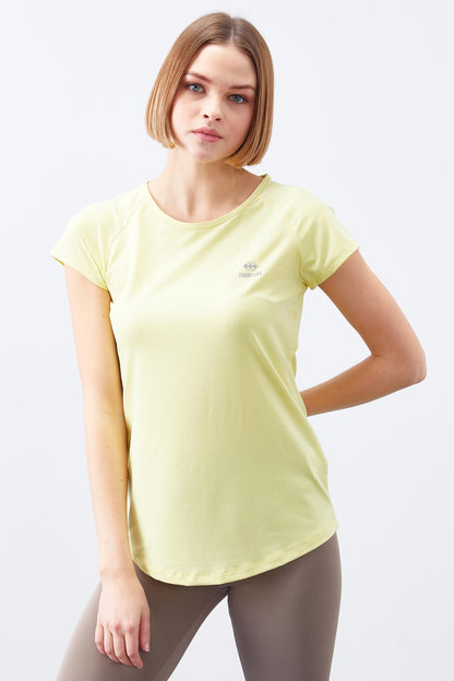 Lemon Back Window Short Sleeve Standard Fit O Neck Women's T-Shirt - 97101