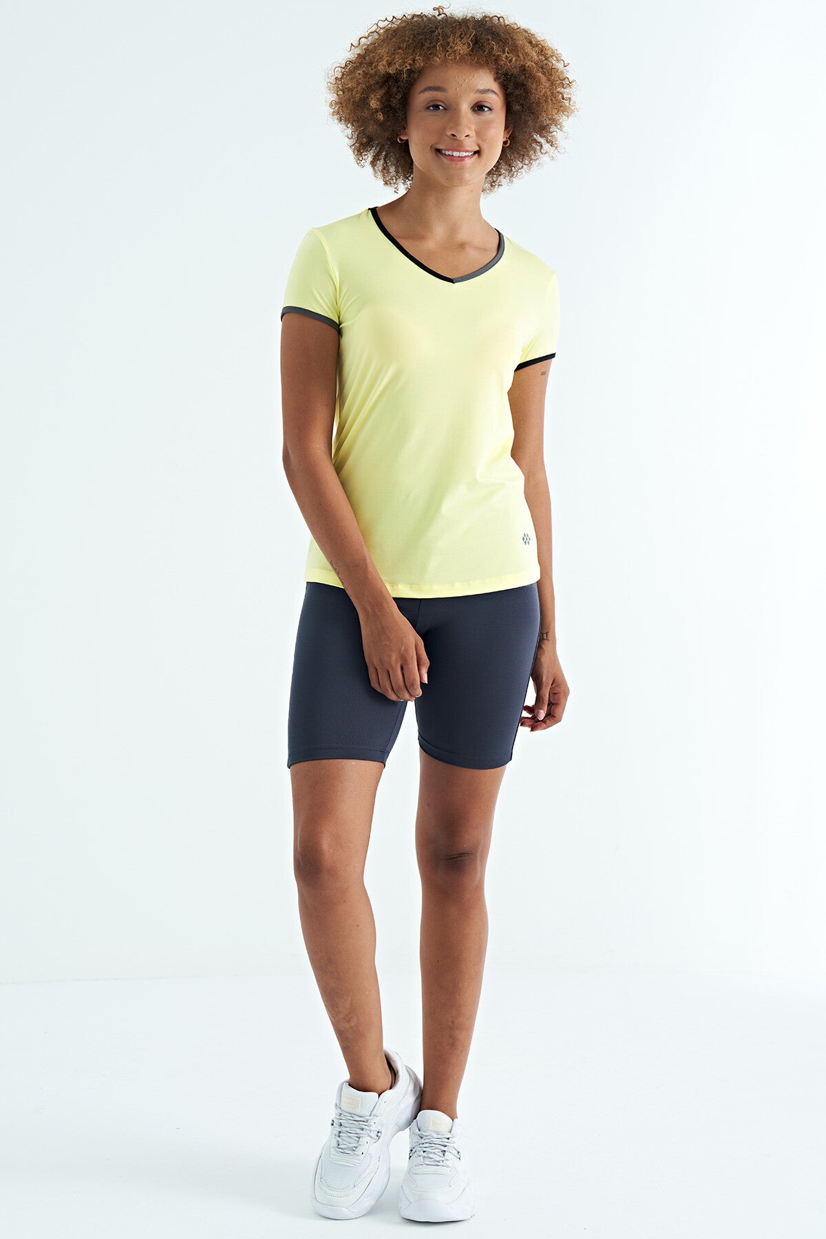 Lemon V Neck Standard Fit Short Sleeve Women's Sports T-Shirt - 97268