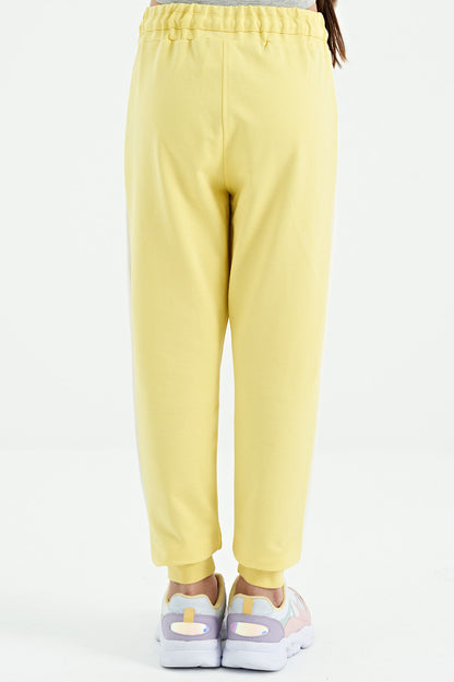Lemon Side Striped Hidden Zipper Pocket Detailed Jogger Girls' Tracksuit Bottom - 75122