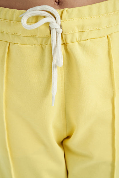 Lemon Side Striped Hidden Zipper Pocket Detailed Jogger Girls' Tracksuit Bottom - 75122