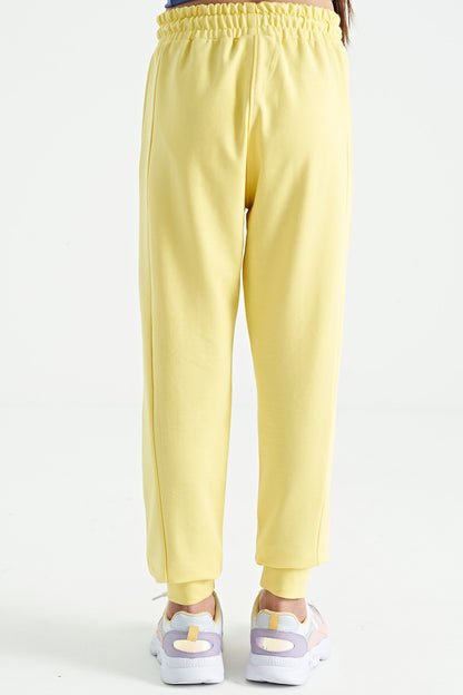Lemon Side Print Embroidered Laced Standard Fit Jogger Girls' Tracksuit Bottom - 75123