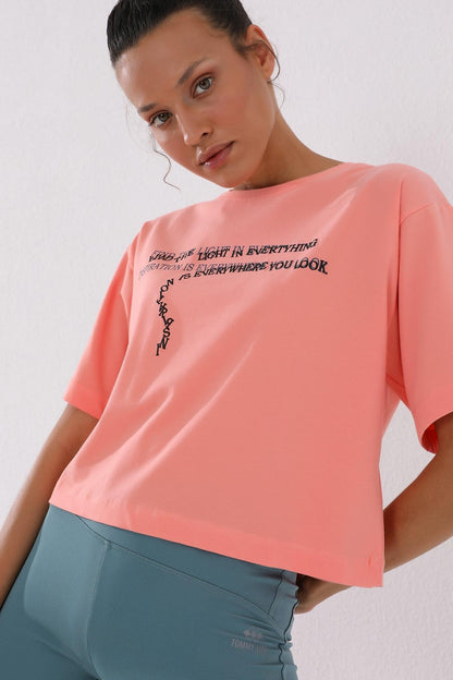 Print Short O Collar Women's Oversize T-Shirt - 97135