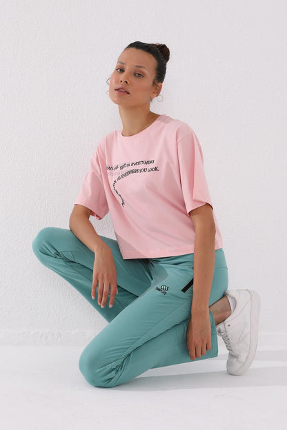 Mint Green Zippered Pocket Comfort Fit Classic Hem Women's Tracksuit Bottom - 94195
