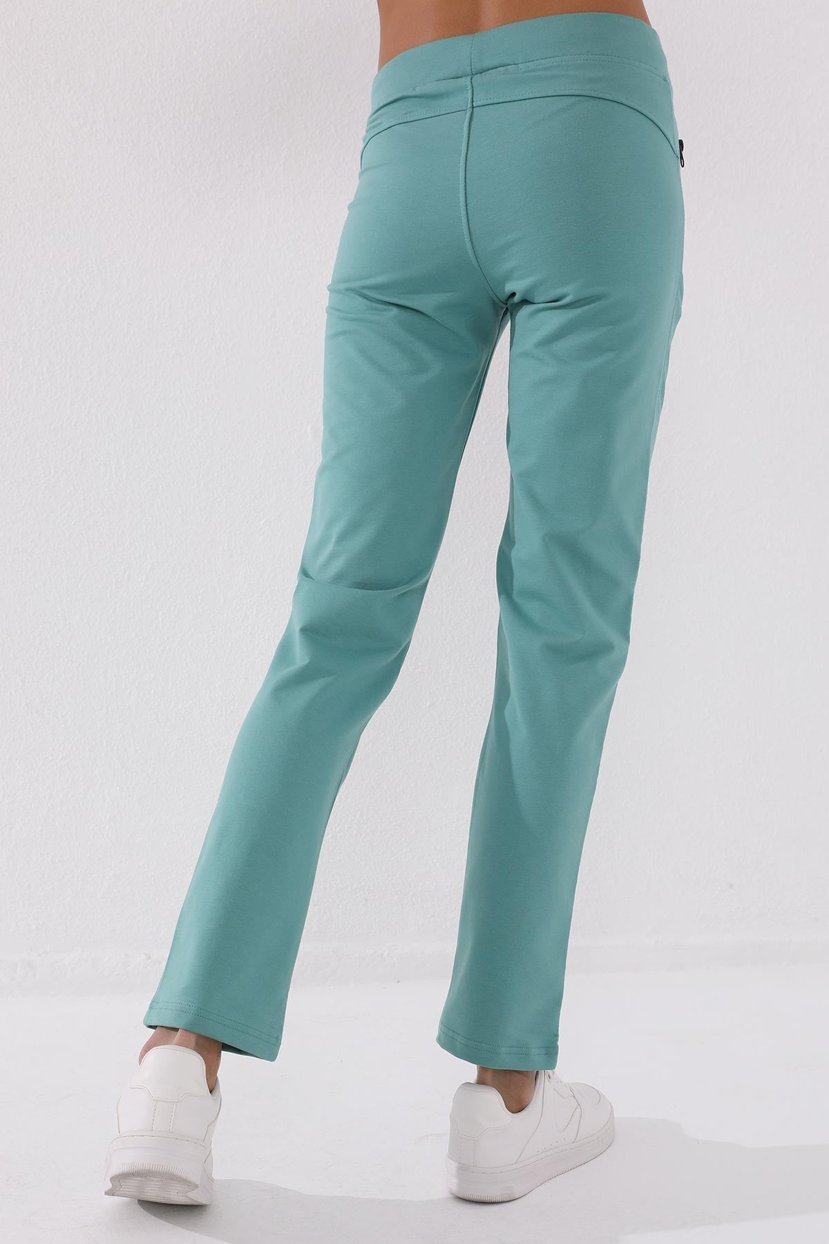 Mint Green Zippered Pocket Comfort Fit Classic Hem Women's Tracksuit Bottom - 94195