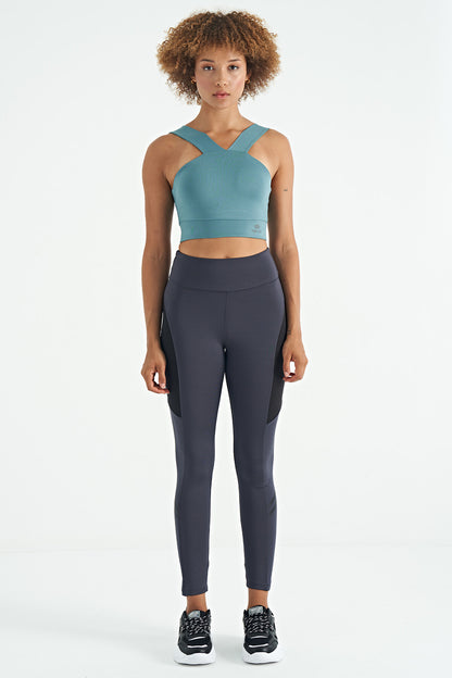 Mint Green Logo Printed Slim Fit Scuba Fabric Women's Bustier - 97259