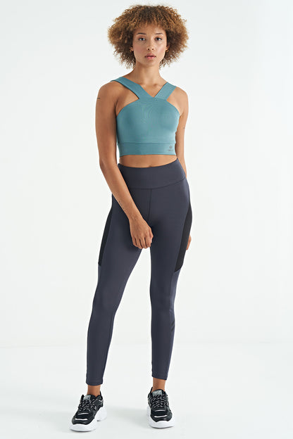 Mint Green Logo Printed Slim Fit Scuba Fabric Women's Bustier - 97259