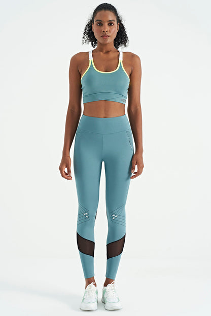 Mint Green Back Detailed Strappy Slim Fit Women's Bustier - 97254