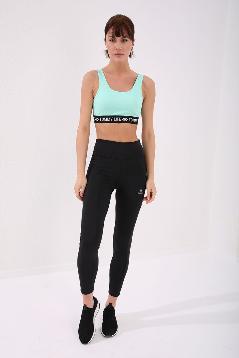 Mint Green Lettered Standard Mold U Collar Women's Sports Bustier - 97113