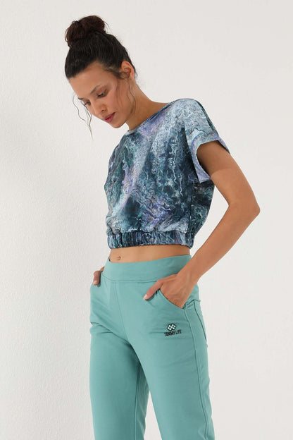 Mint Green High Waist Elastic Comfort Fit Classic Leg Women's Tracksuit Bottom - 94185