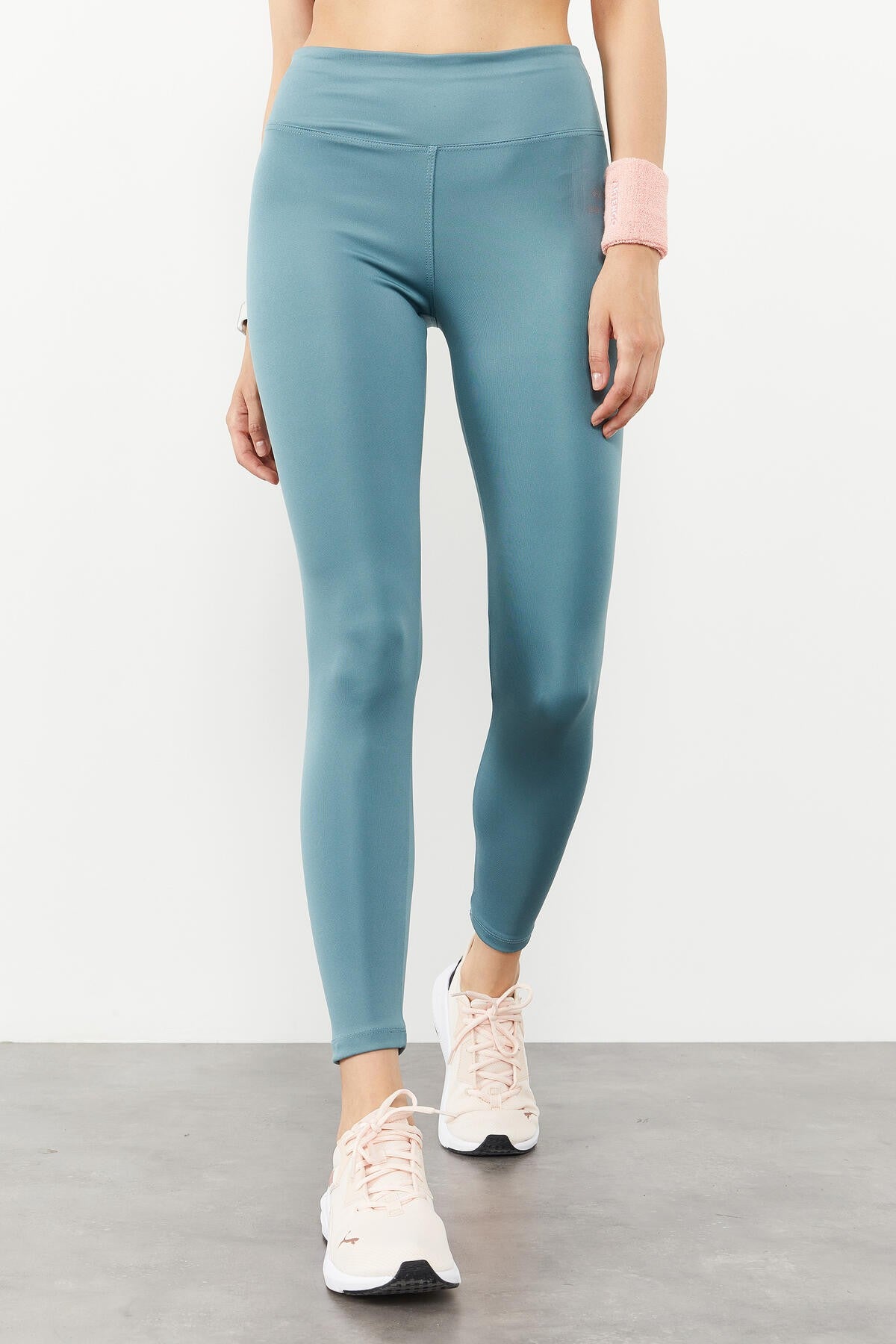 Mint Green High Waist Stretch Slim Fit Skinny Leg Women's Tights - 94545