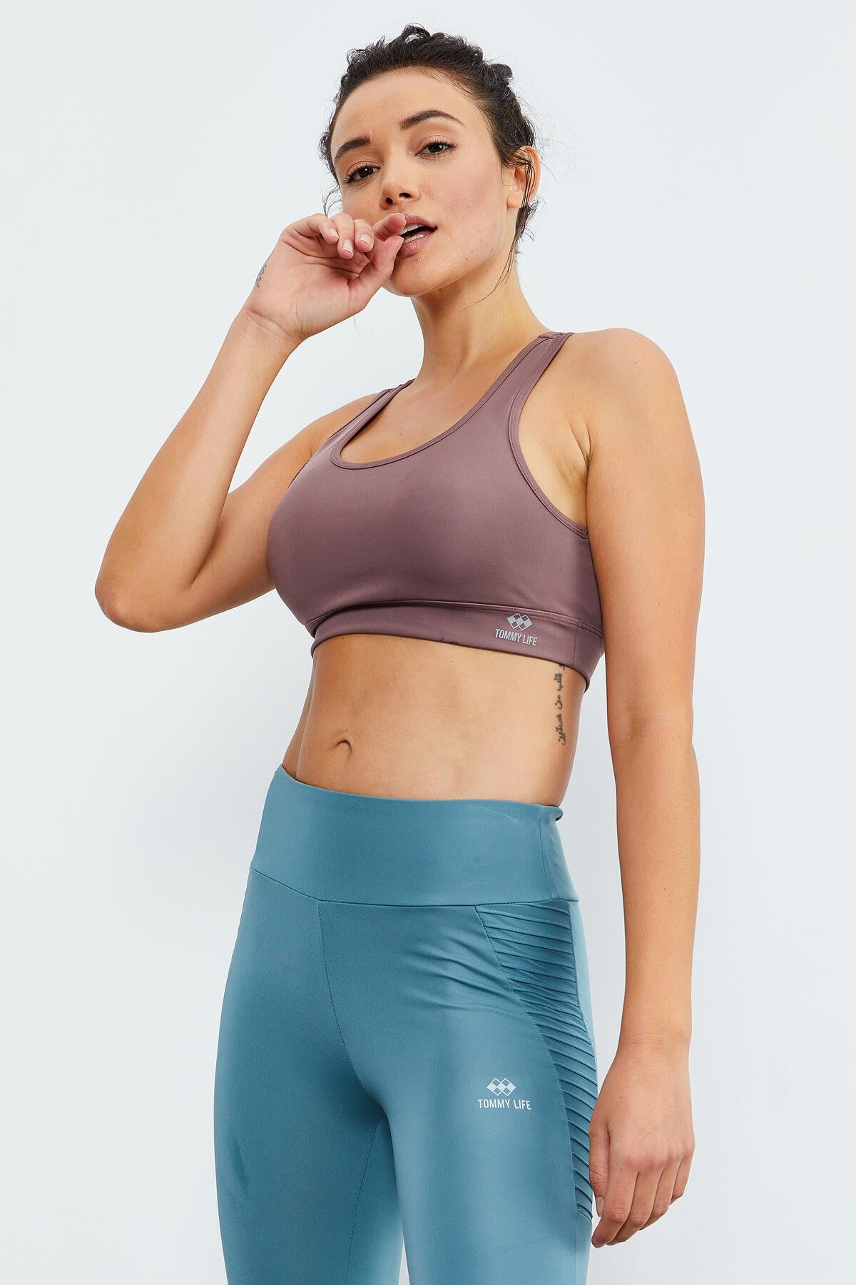 Mint Green High Waist Wrap-up Slim Fit Tapered Leg Women's Tights - 94568