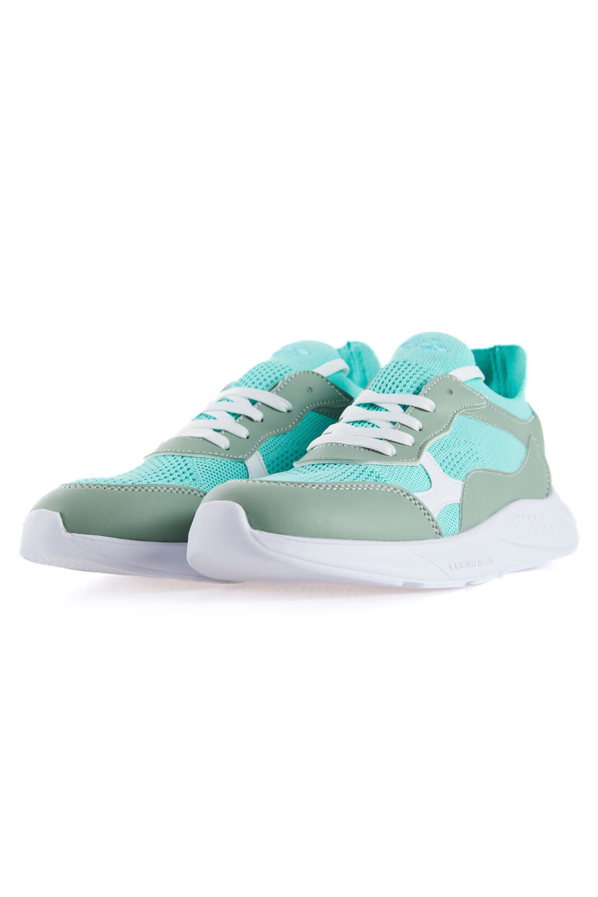 Mint Green High Platform Mesh Detailed Laced Women's Sports Shoes - 89208
