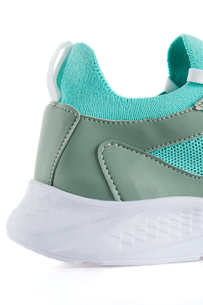 Mint Green High Platform Mesh Detailed Laced Women's Sports Shoes - 89208