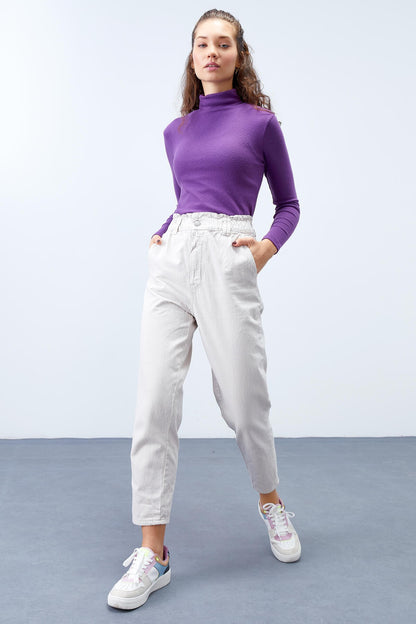Mor Sailor Collar Classic Fit Long Sleeve Knitted Body Women's Sweater - 97199