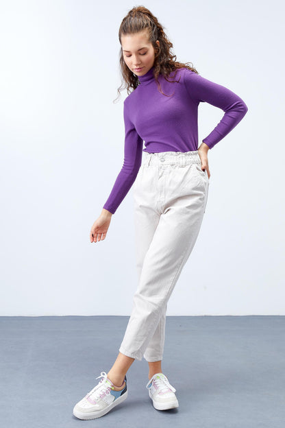 Mor Sailor Collar Classic Fit Long Sleeve Knitted Body Women's Sweater - 97199