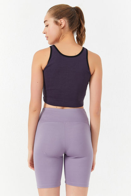 Mor Basic Zero Sleeve Narrow Fit U Collar Women's Crop Top Singlet - 97162