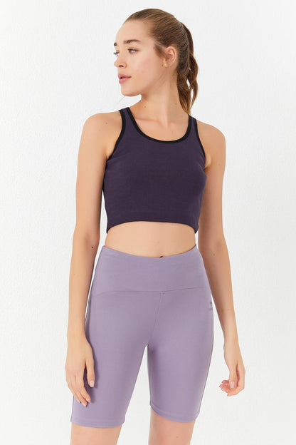 Mor Basic Zero Sleeve Narrow Fit U Collar Women's Crop Top Singlet - 97162
