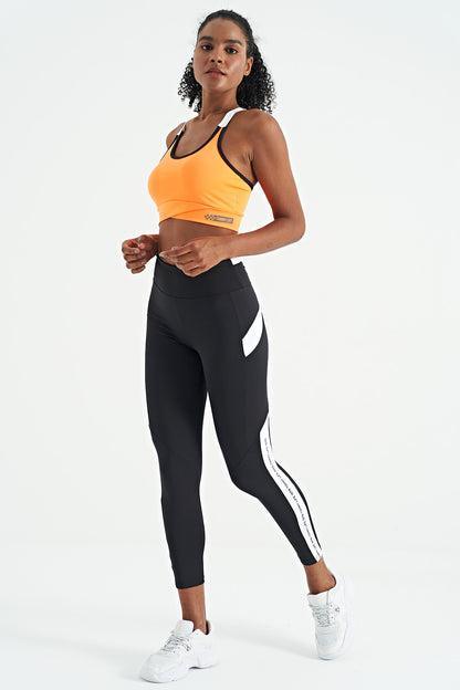 Neon Orange Back Detailed Strappy Slim Fit Women's Bustier - 97254