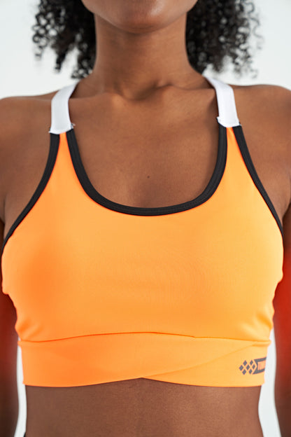 Neon Orange Back Detailed Strappy Slim Fit Women's Bustier - 97254