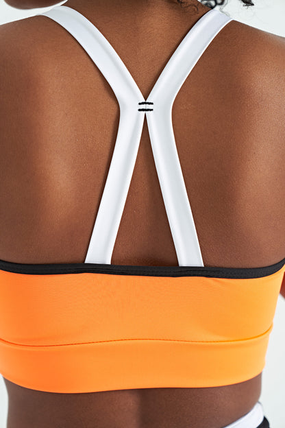 Neon Orange Back Detailed Strappy Slim Fit Women's Bustier - 97254