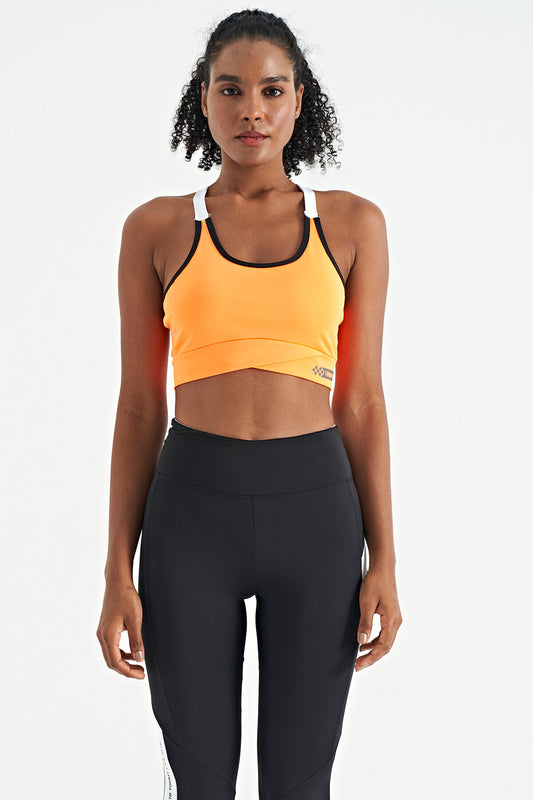 Neon Orange Back Detailed Strappy Slim Fit Women's Bustier - 97254