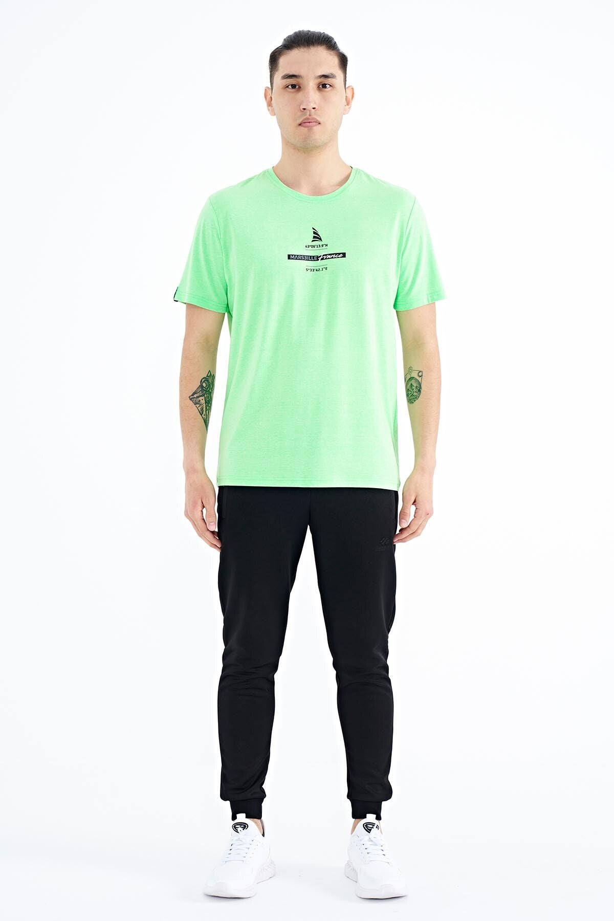 Neon Green Printed O Collar Standard Fit Men's T-shirt - 88212