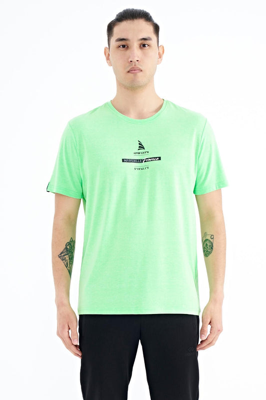 Neon Green Printed O Collar Standard Fit Men's T-shirt - 88212