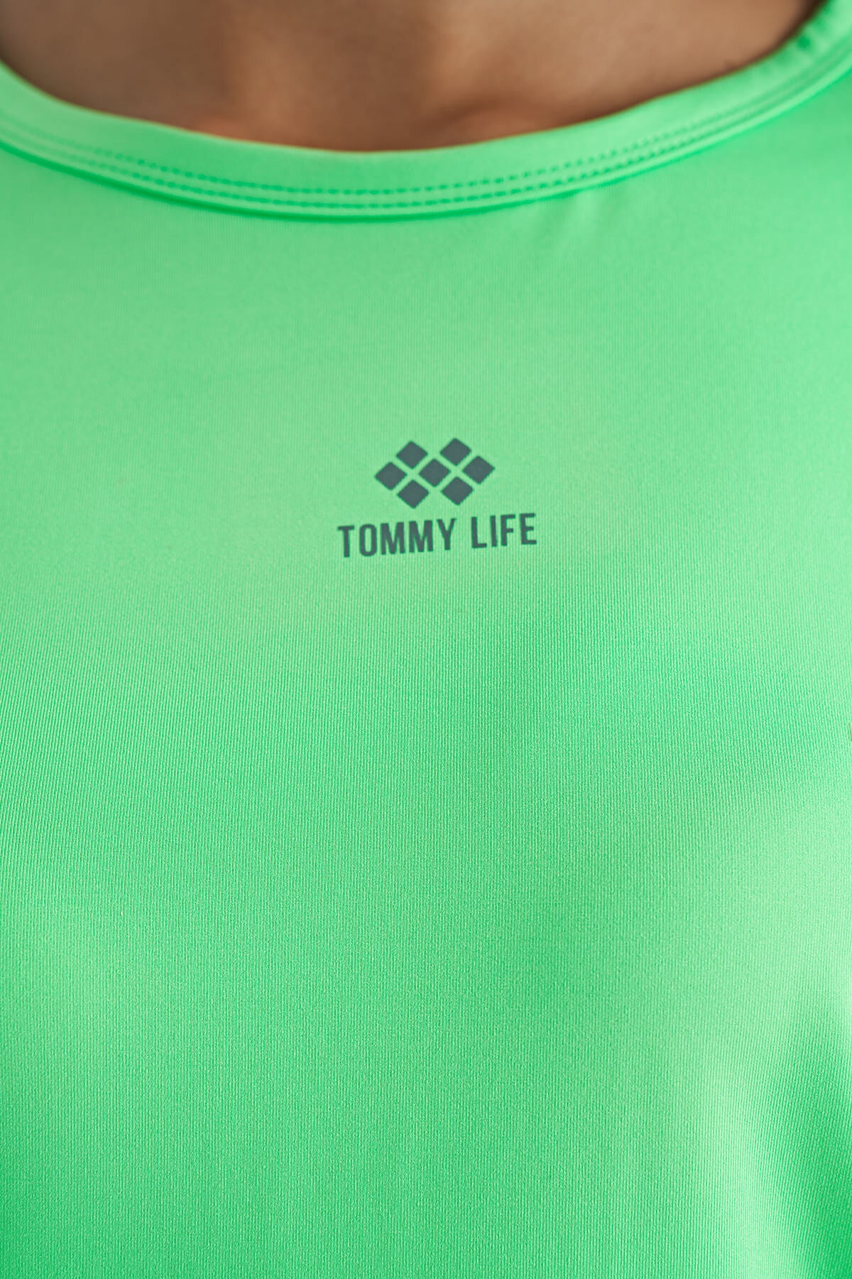 Neon Green O Collar Print Detailed Oversize Short Sleeve Women's T-Shirt - 97263