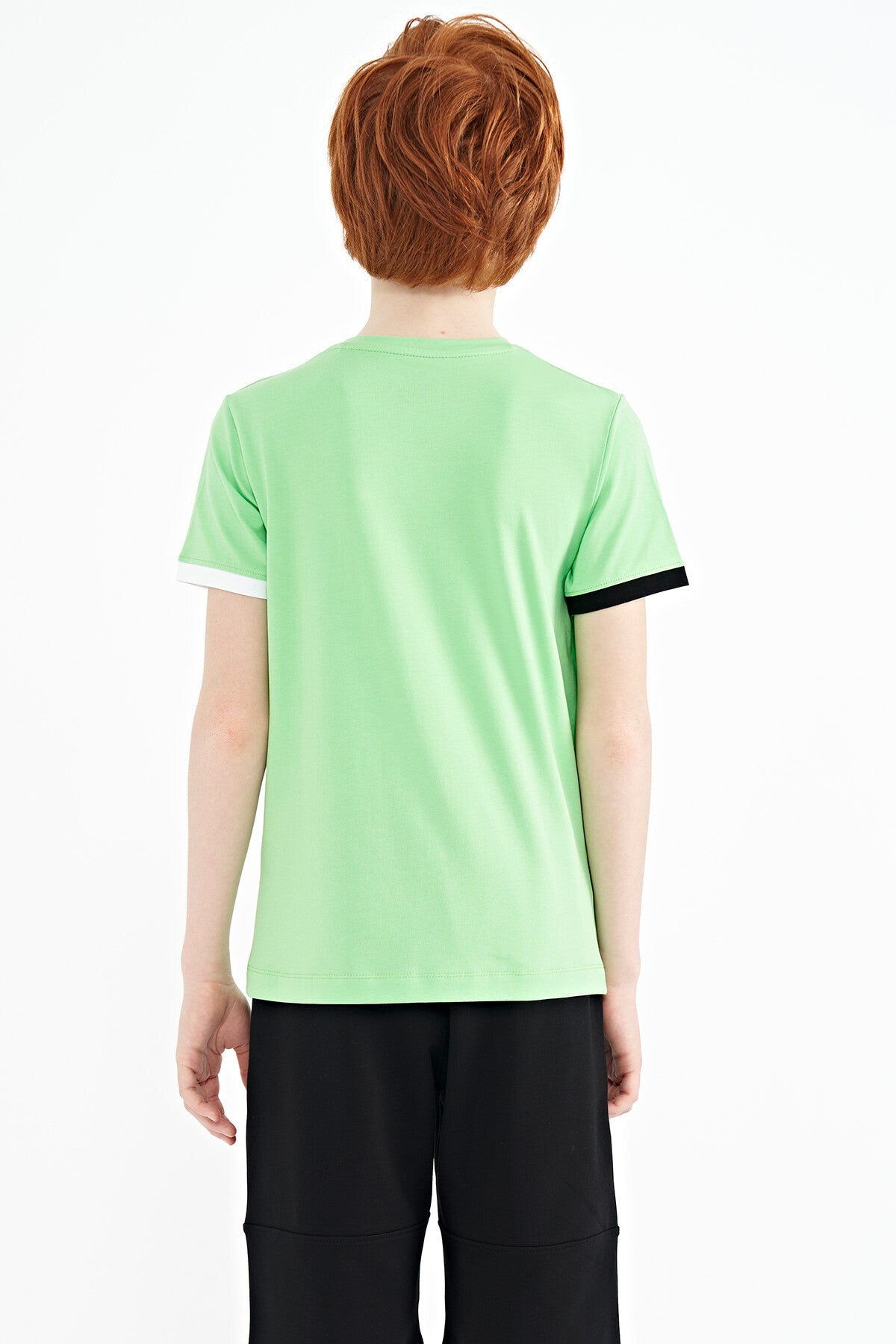 Neon Green Printed Lettering Standard Fit O Neck Men's Kids T-Shirt - 11105