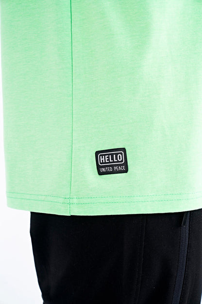 Neon Green Print Pattern Standard Fit O Neck Men's T-Shirt - 88172
