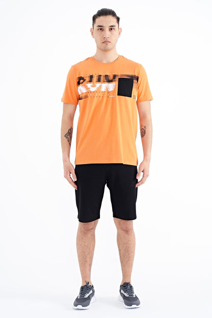 Orange Front Detailed Printed Standard Fit Men's T-shirt - 88200