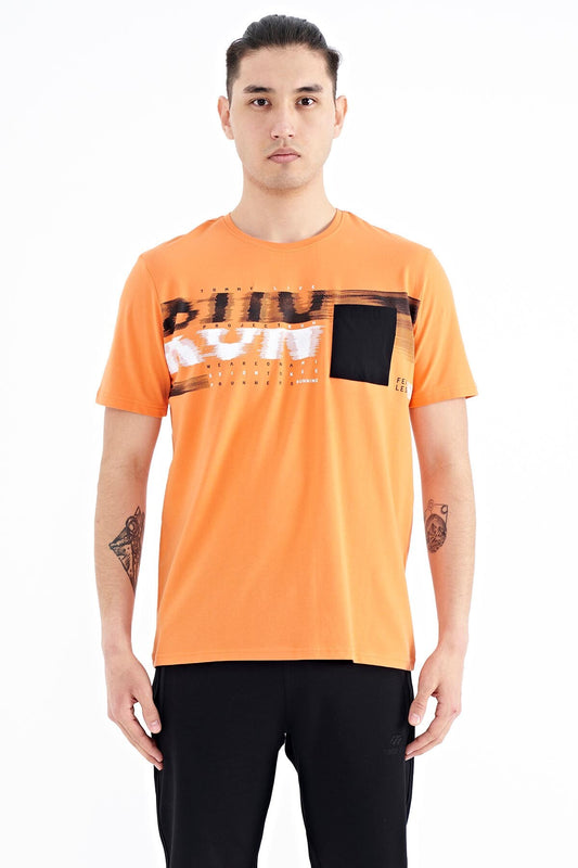 Orange Front Detailed Printed Standard Fit Men's T-shirt - 88200