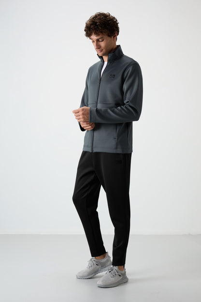 Forest Green - Black Scuba Fabric Men's Tracksuit Set - 85199