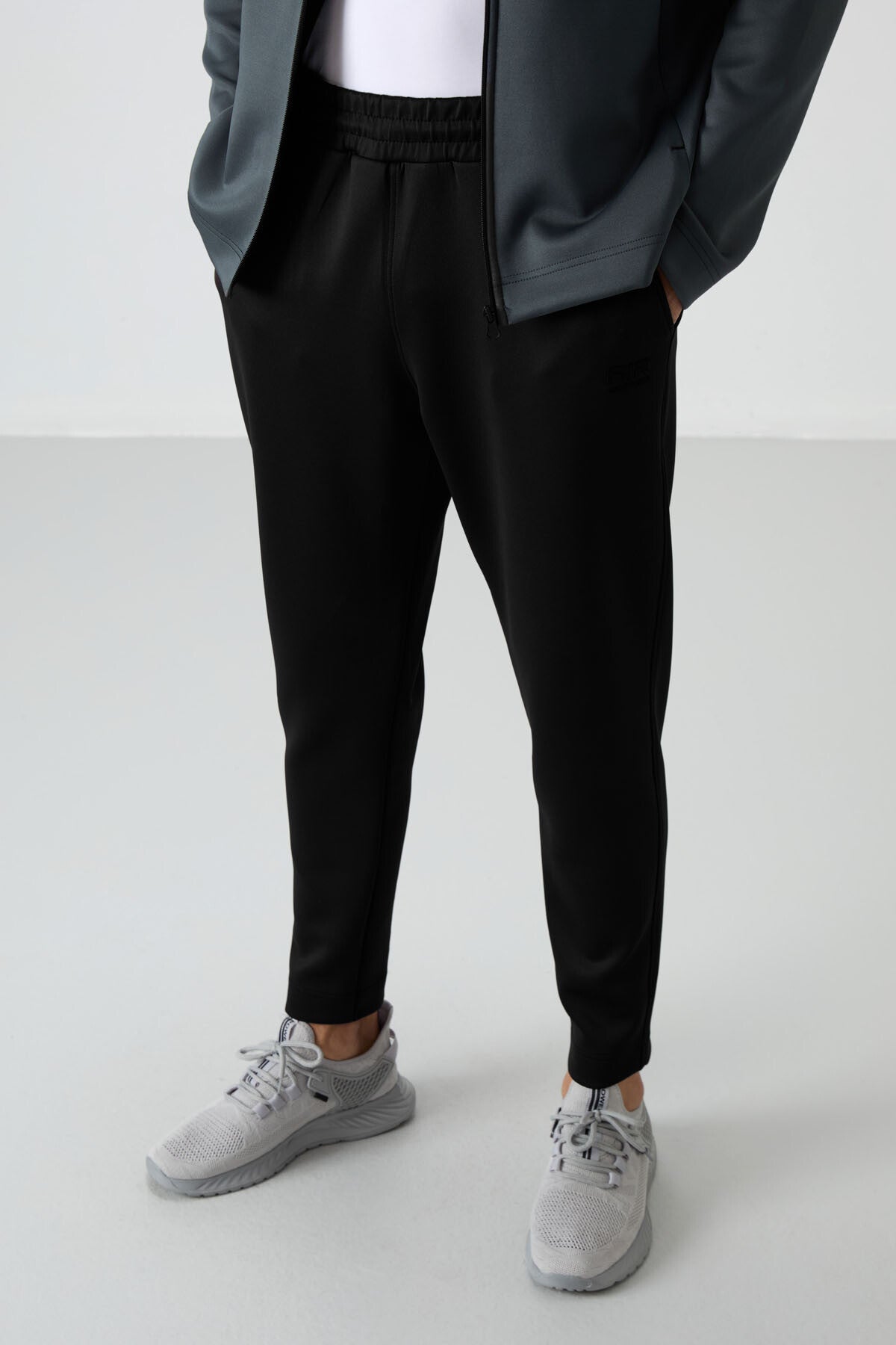 Forest Green - Black Scuba Fabric Men's Tracksuit Set - 85199