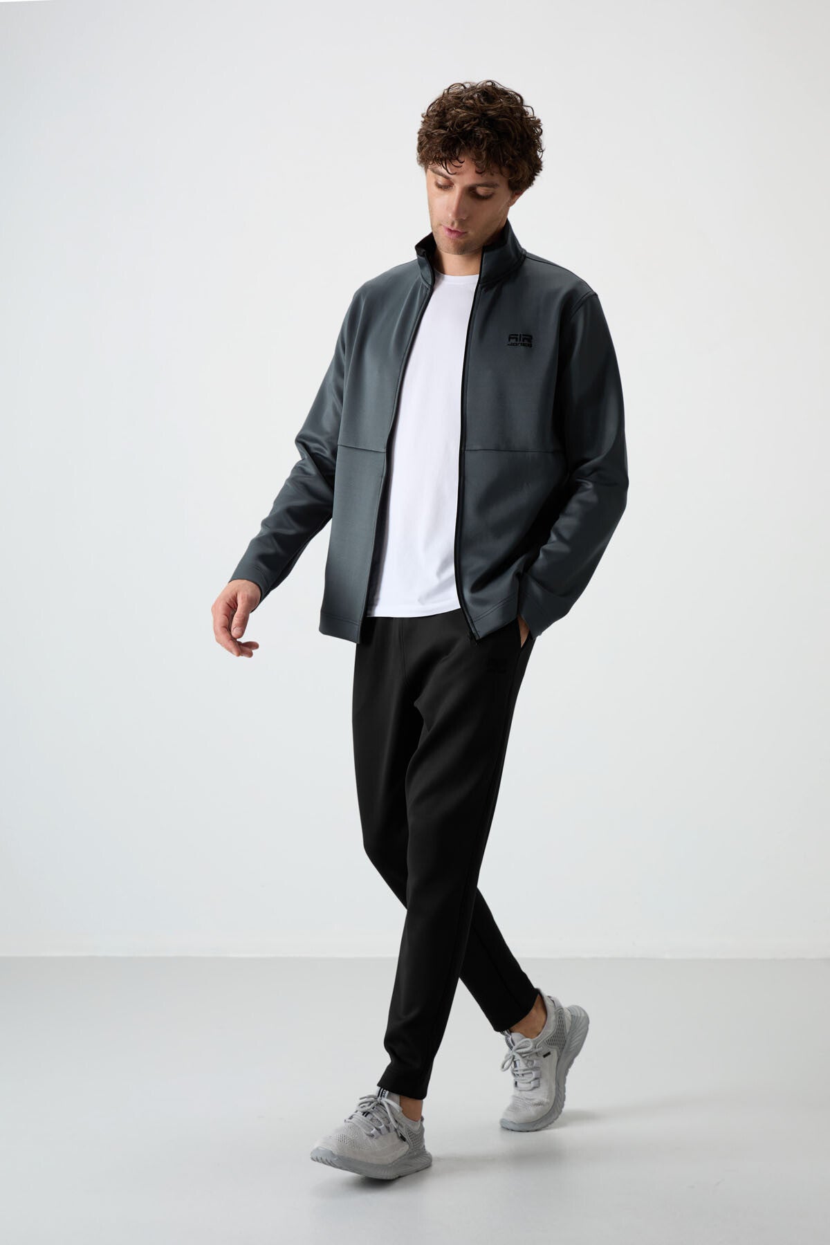 Forest Green - Black Scuba Fabric Men's Tracksuit Set - 85199