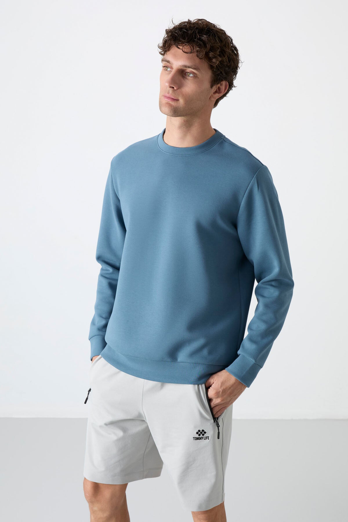 Forest Green Basic O Collar Comfort Fit Men's Sweatshirt - 88053