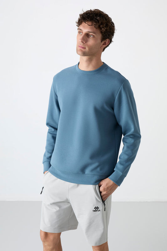 Forest Green Basic O Collar Comfort Fit Men's Sweatshirt - 88053