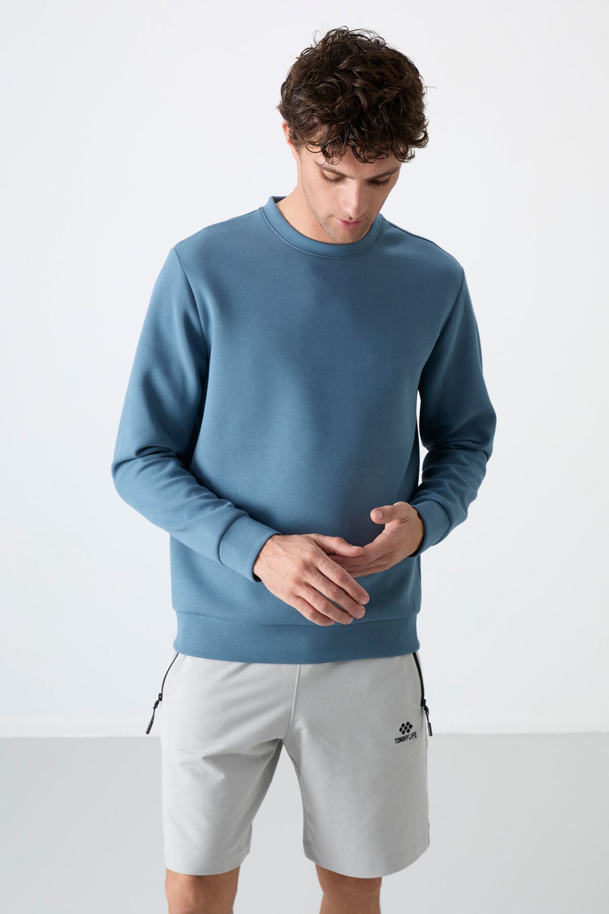 Forest Green Basic O Collar Comfort Fit Men's Sweatshirt - 88053