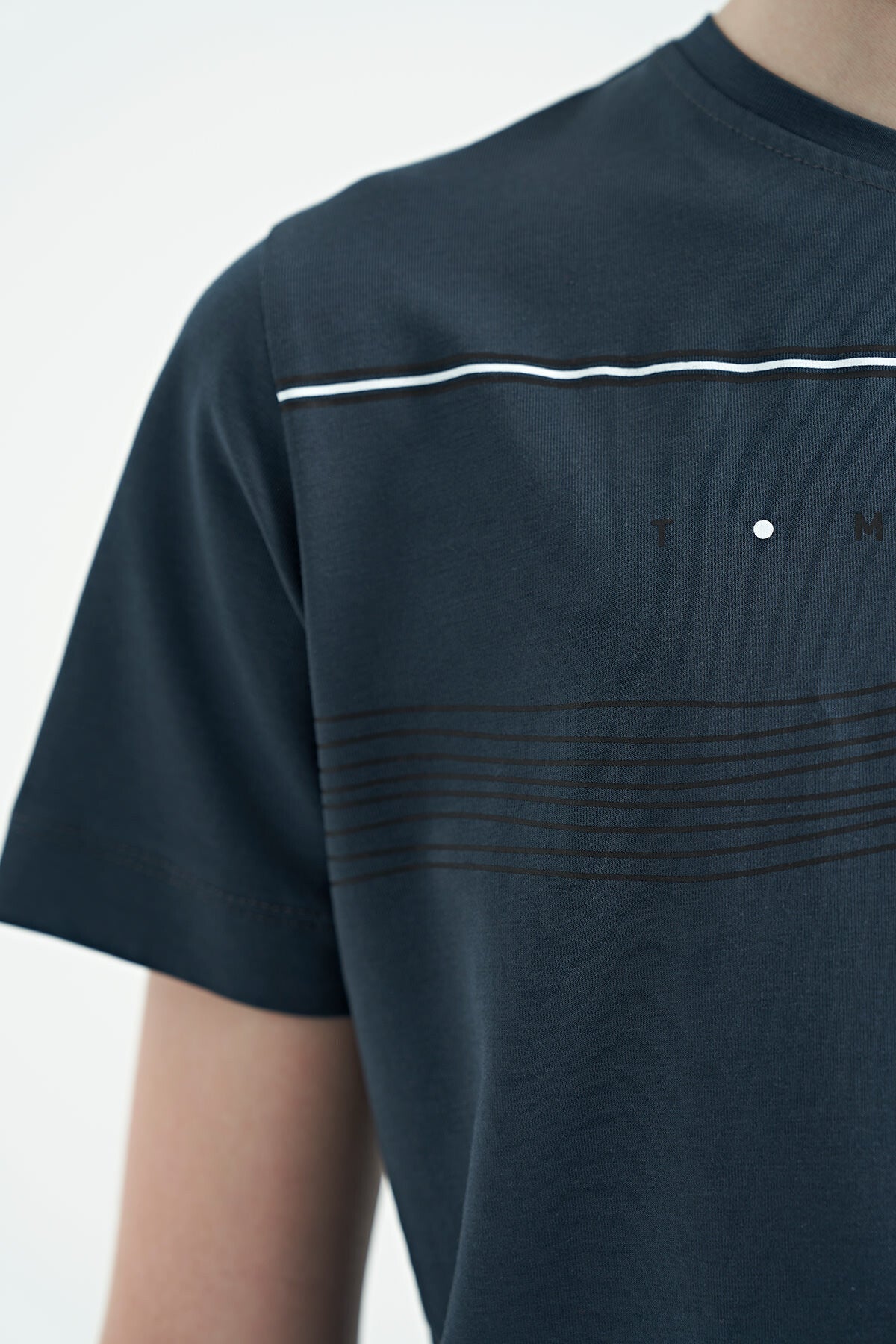 Forest Green Print Detailed Standard Fit O Collar Boys T-Shirt - 11133