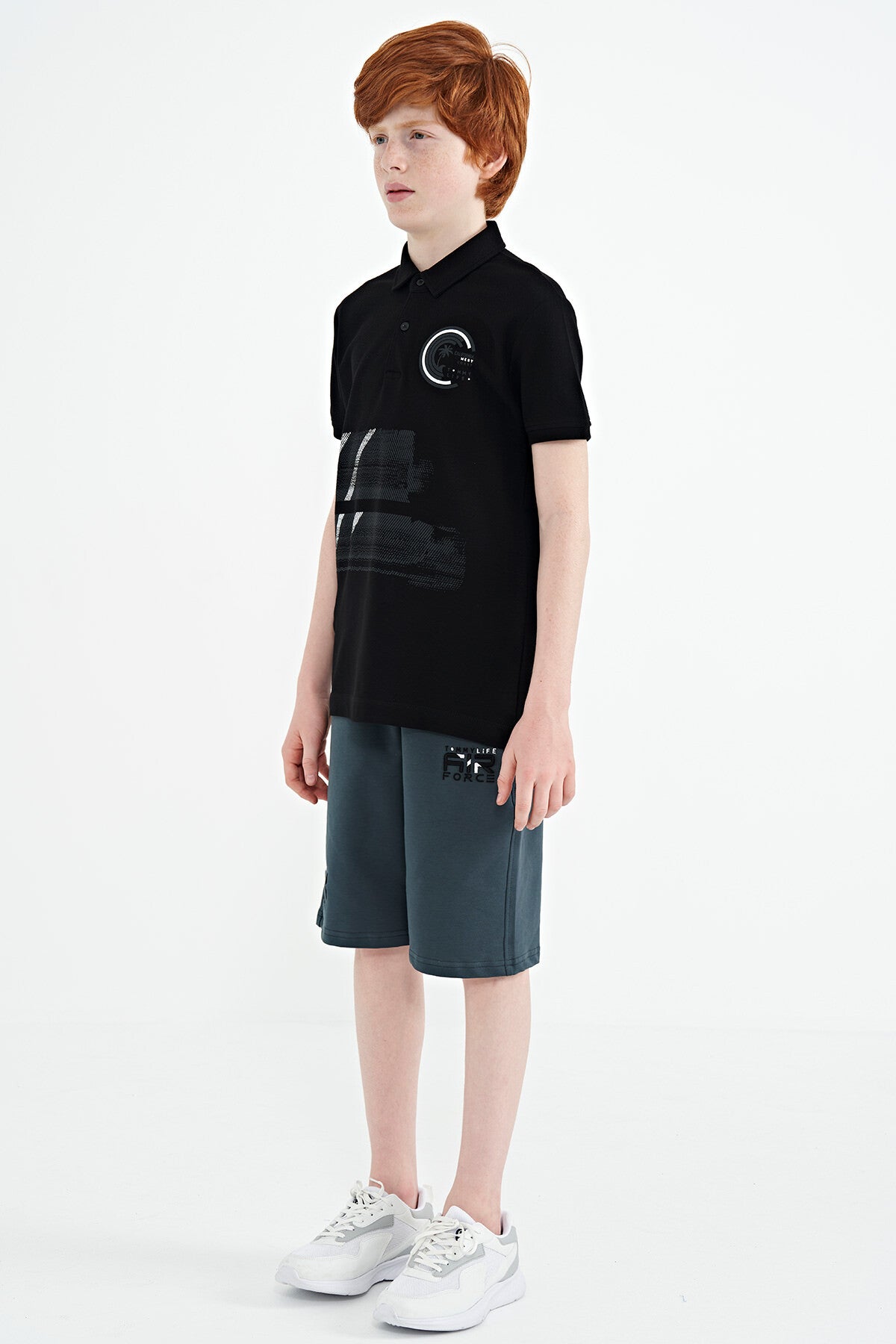 Forest Green Hidden Pocket Detailed Embroidered Pattern Laced Standard Fit Boys' Shorts - 10886