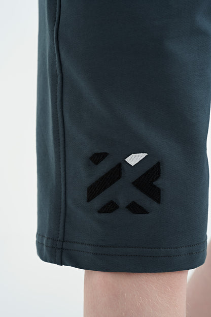 Forest Green Hidden Pocket Detailed Embroidered Pattern Laced Standard Fit Boys' Shorts - 10886