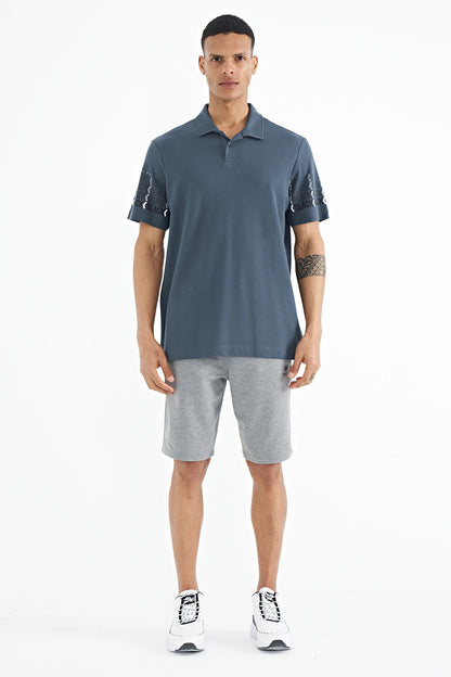 Forest Green Arm Band Detailed Polo Collar Standard Fit Men's T-shirt - 88240