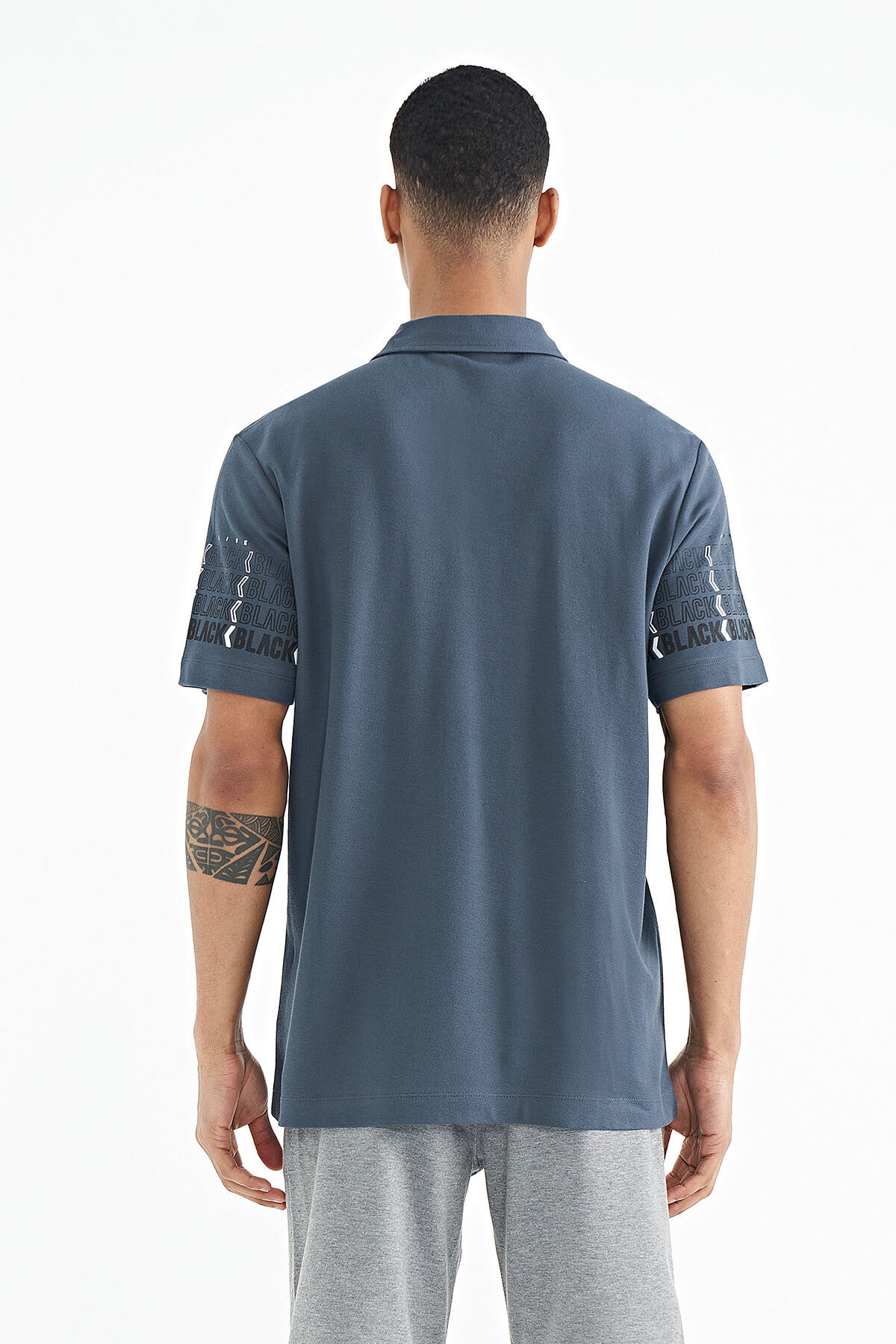 Forest Green Arm Band Detailed Polo Collar Standard Fit Men's T-shirt - 88240