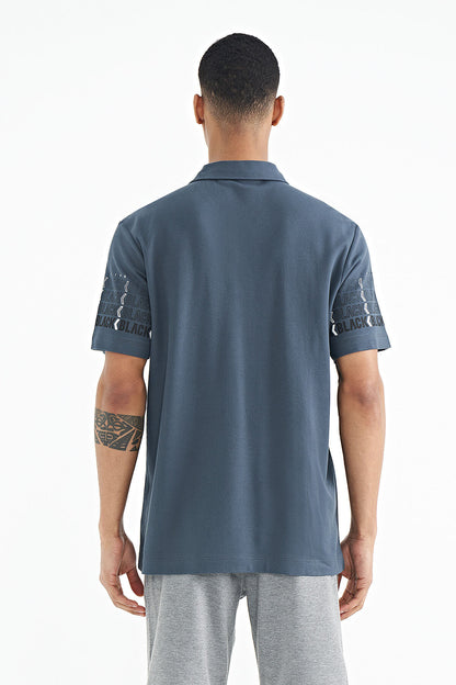 Forest Green Arm Band Detailed Polo Collar Standard Fit Men's T-shirt - 88240