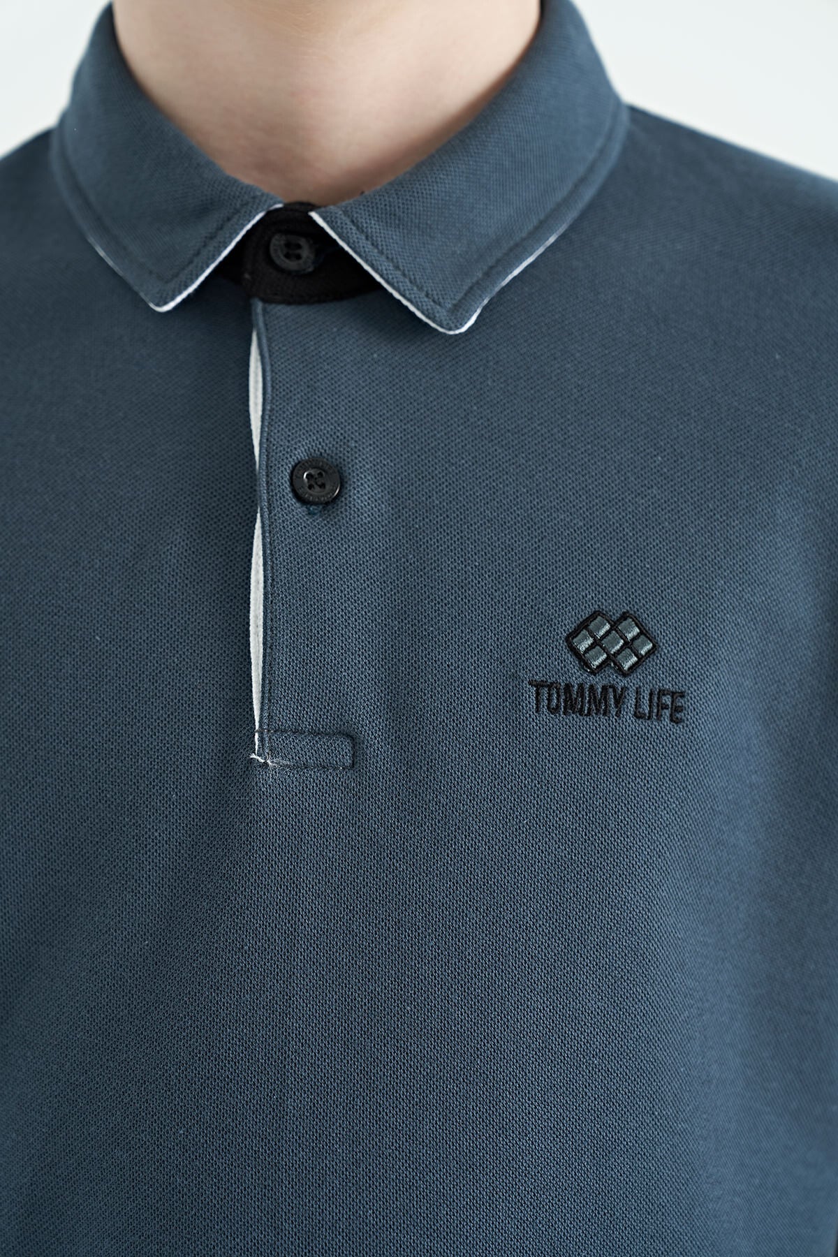 Forest Green Logo Embroidered Standard Fit Polo Collar Boys T-Shirt - 11083