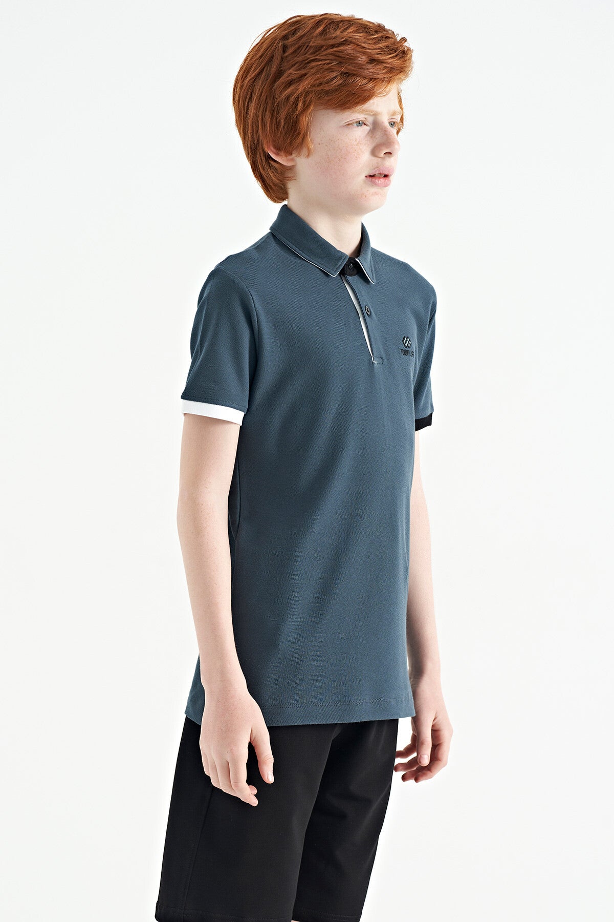Forest Green Logo Embroidered Standard Fit Polo Collar Boys T-Shirt - 11083
