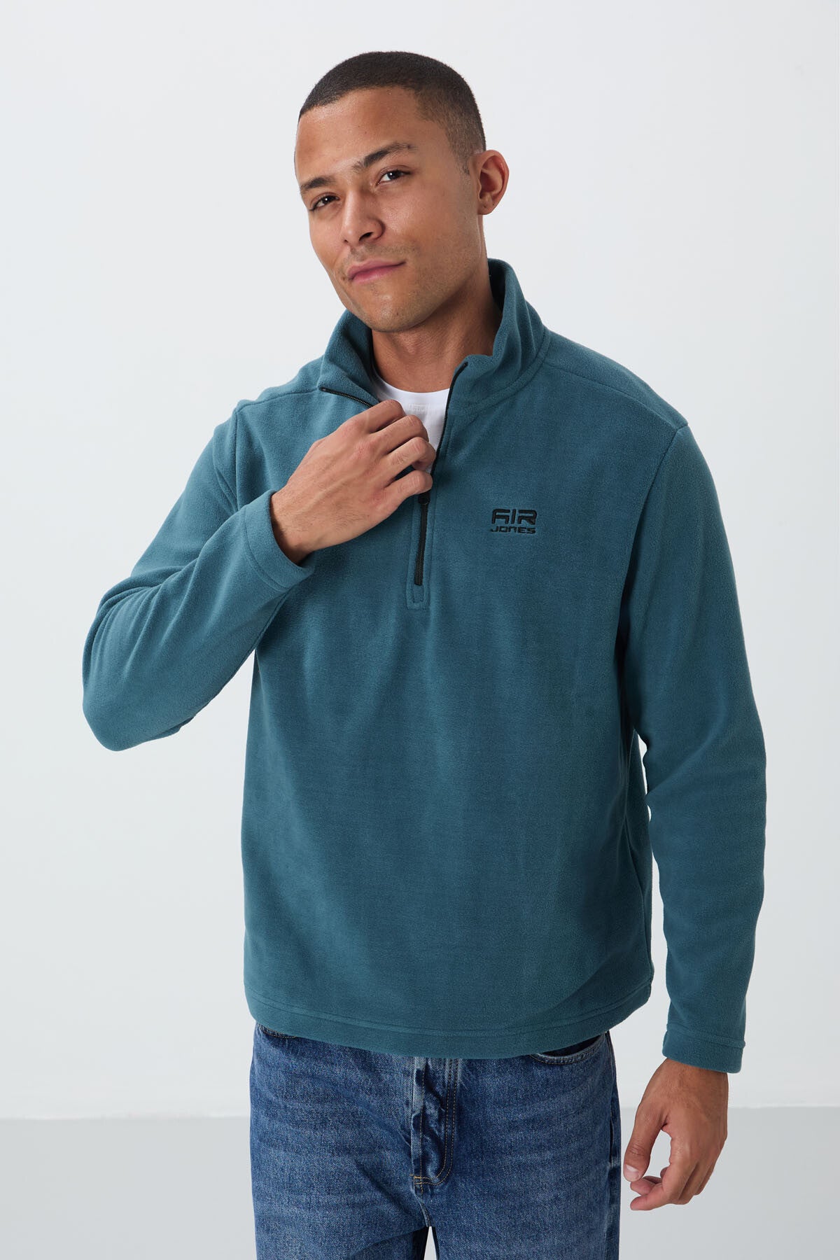 River Forest Green Straight Collar Men's Fleece Sweatshirt - 88310