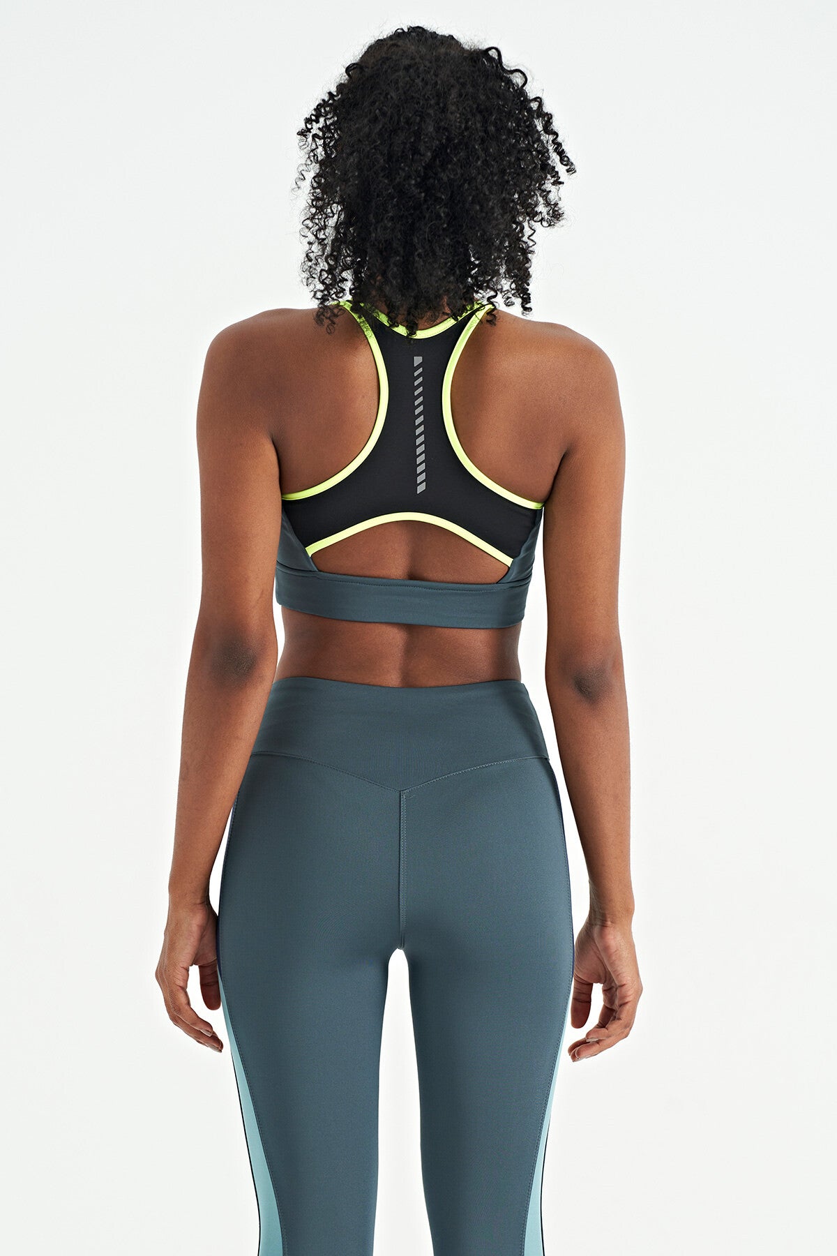 Forest Green Color Block Back Print Detailed Slim Fit Women's Bustier - 97253