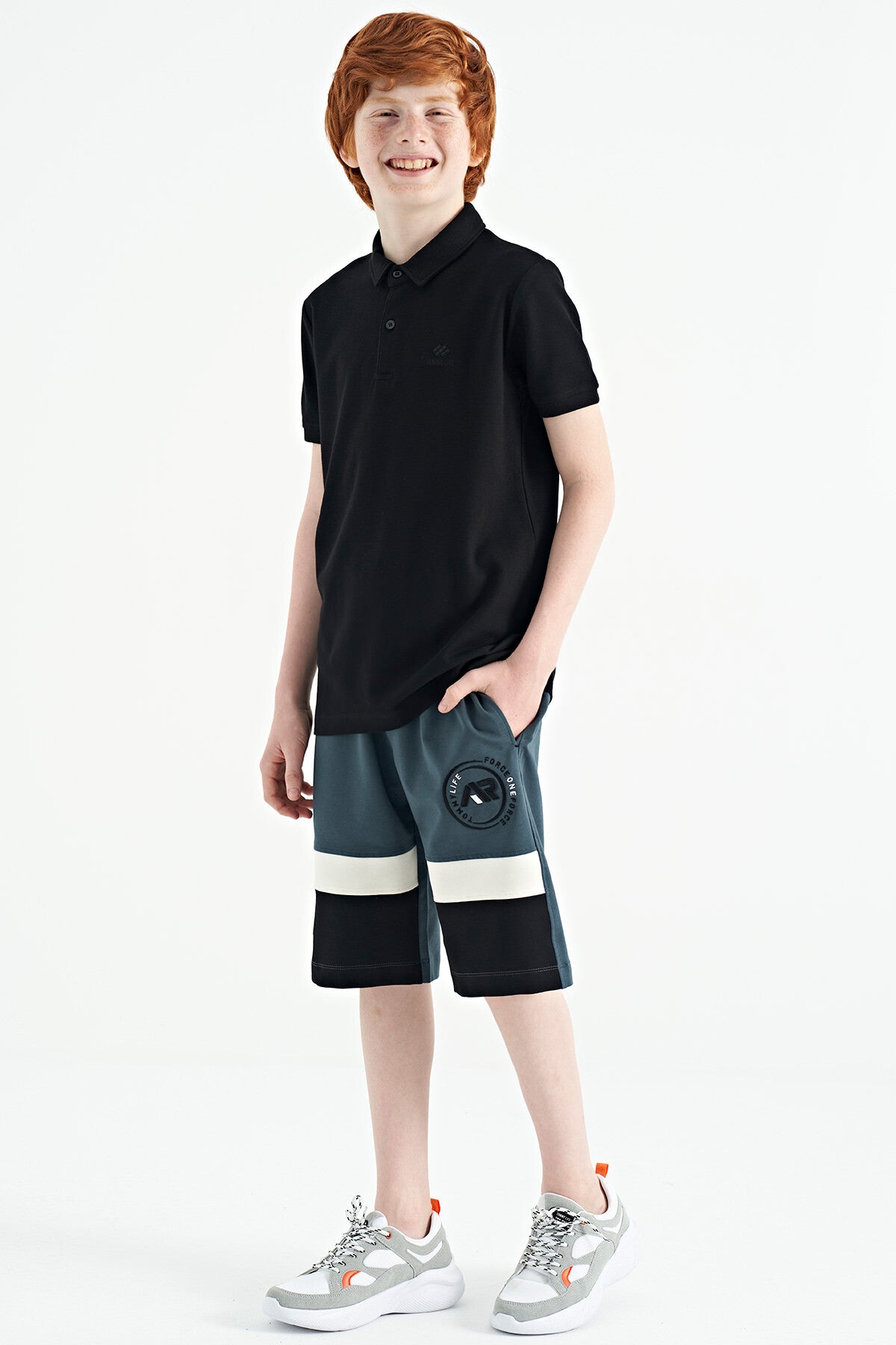 Forest Green Printed Laced Embroidery Detailed Standard Pattern Boys Shorts - 11129